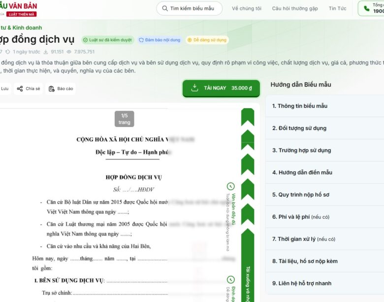 mauvanban.vn - hướng dẫn soạn hợp đồng dịch vụ
